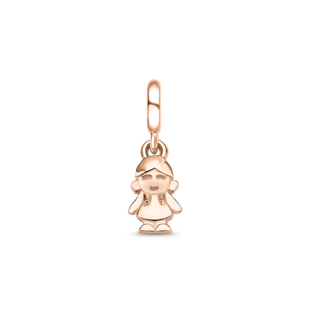 Pingente Life Menina em Liga Rosé com Banho de Ouro Rosé 18k