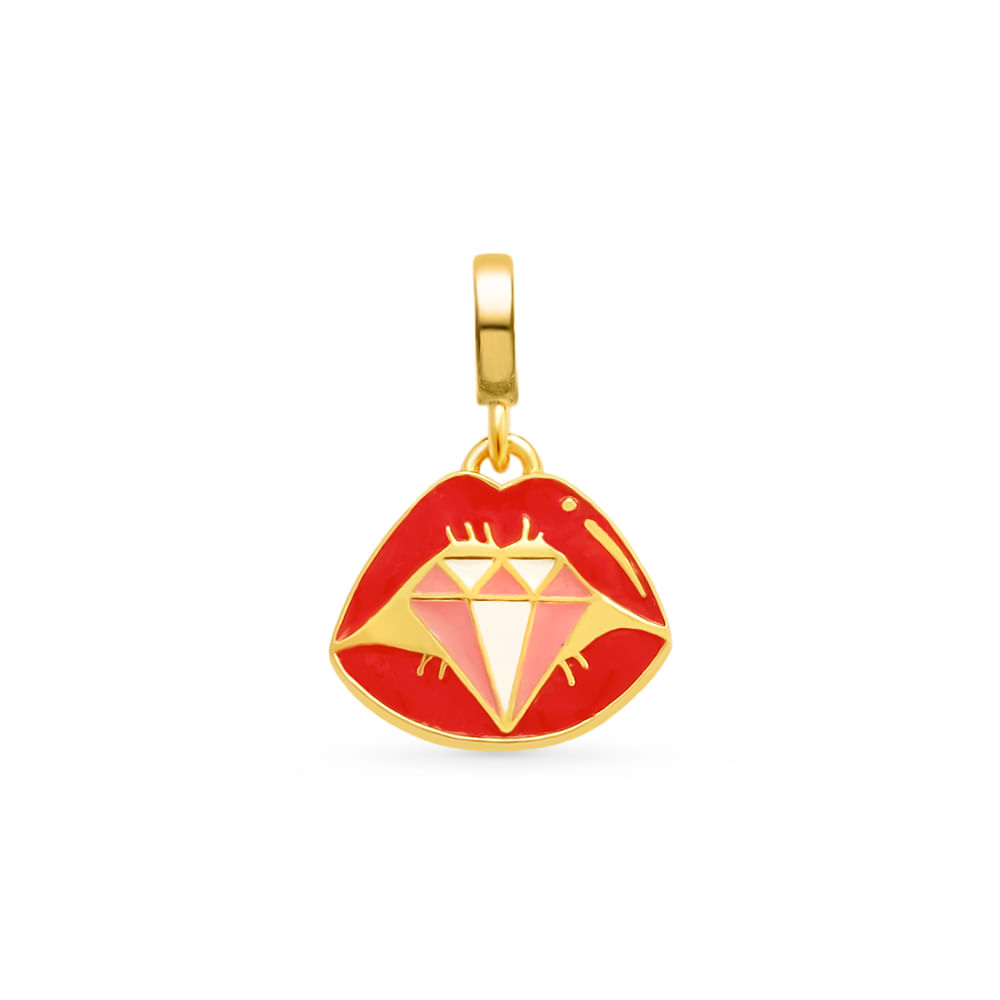 Pingente Life Funtastic Boca em Prata 925 com Banho de Ouro Amarelo 18k