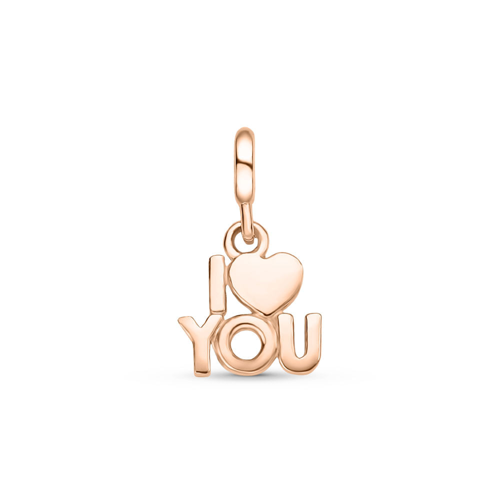 Pingente Life Amor I Love You em Liga Rosé com Banho de Ouro Rosé 18k