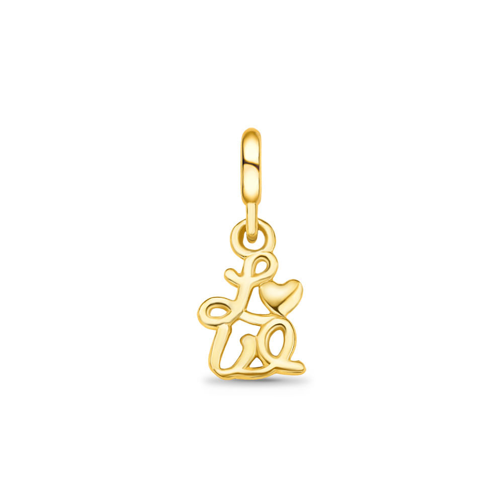Pingente Life Amor Love em Prata 925 com Banho de Ouro Amarelo 18k