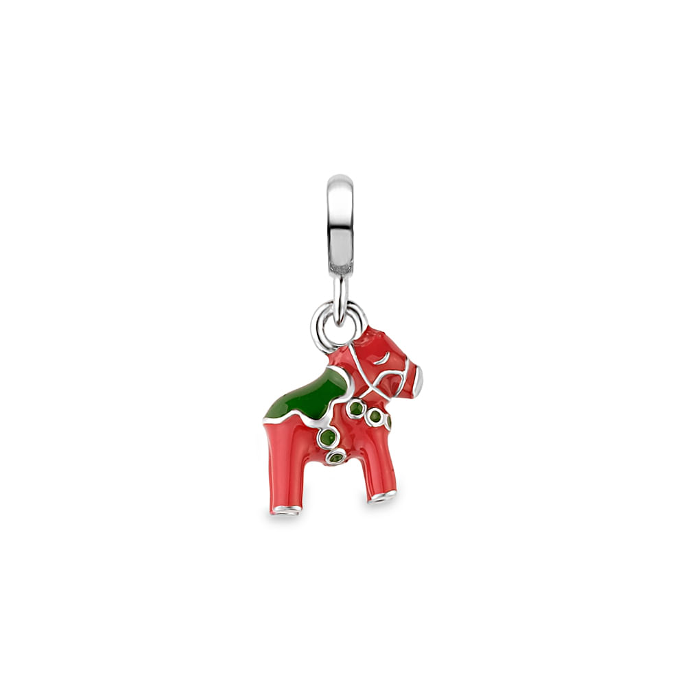 Pingente Life Viagem Cavalo de Dalarna em Prata 925 com Esmalte