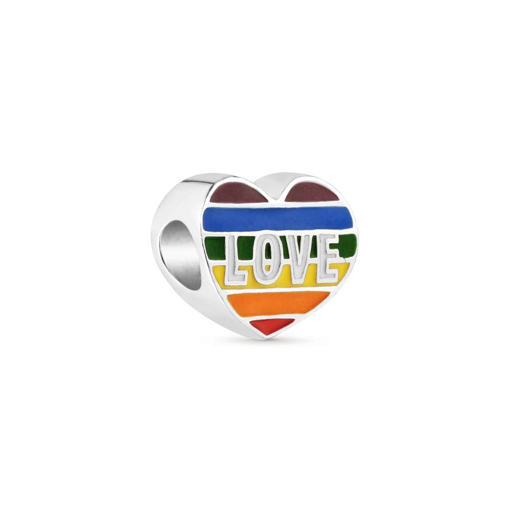Separador Life Love Colorido em Prata 925 com Esmalte