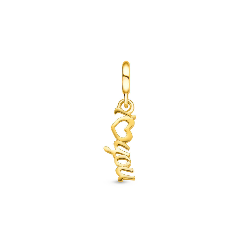 Pingente Life Amor I Love You em Prata 925 com Banho de Ouro Amarelo 18k