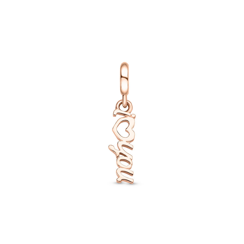 Pingente Life Amor I Love You em Liga Rosé com Banho de Ouro Rosé 18k