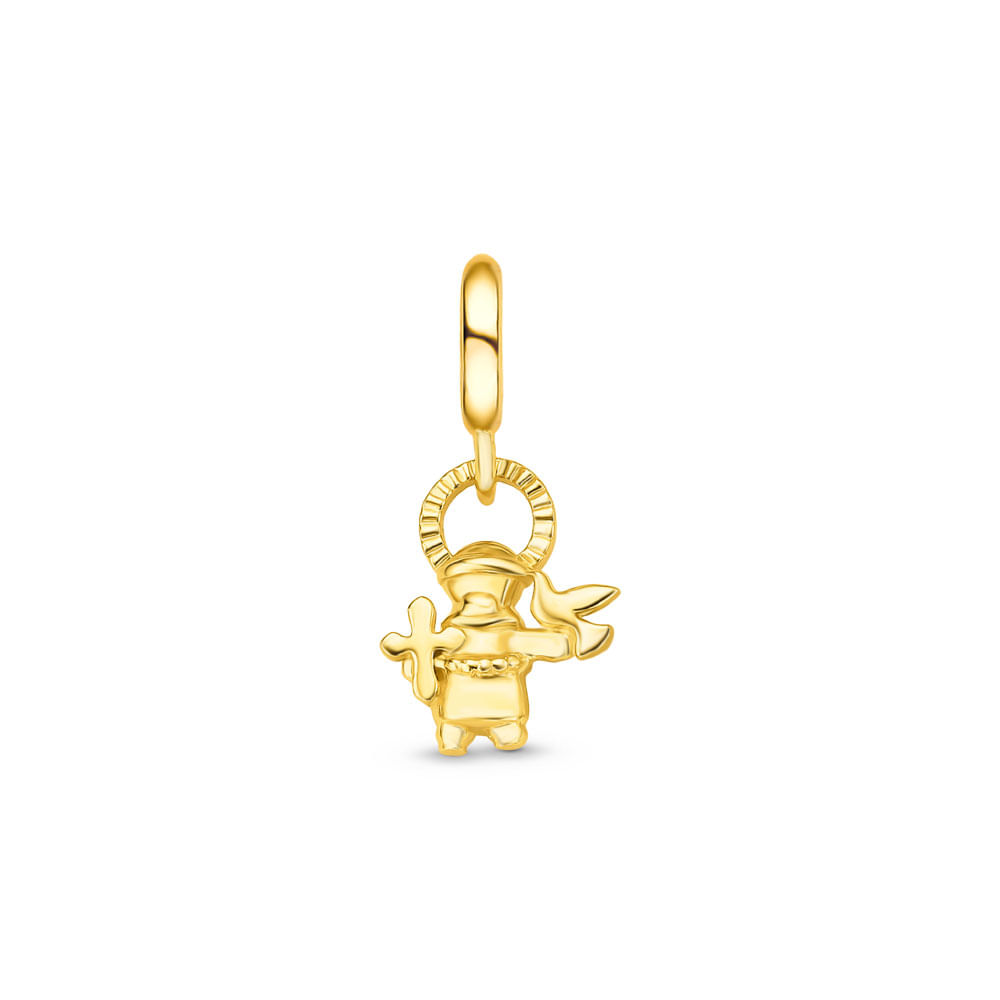 Pingente Life Religioso São Francisco em Prata 925 com Banho de Ouro Amarelo 18k