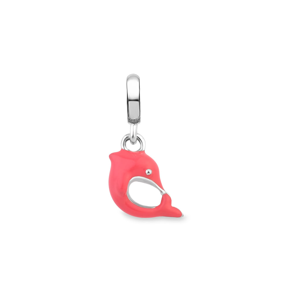 Pingente Life Viagem Boto Rosa em Prata 925 com Esmalte