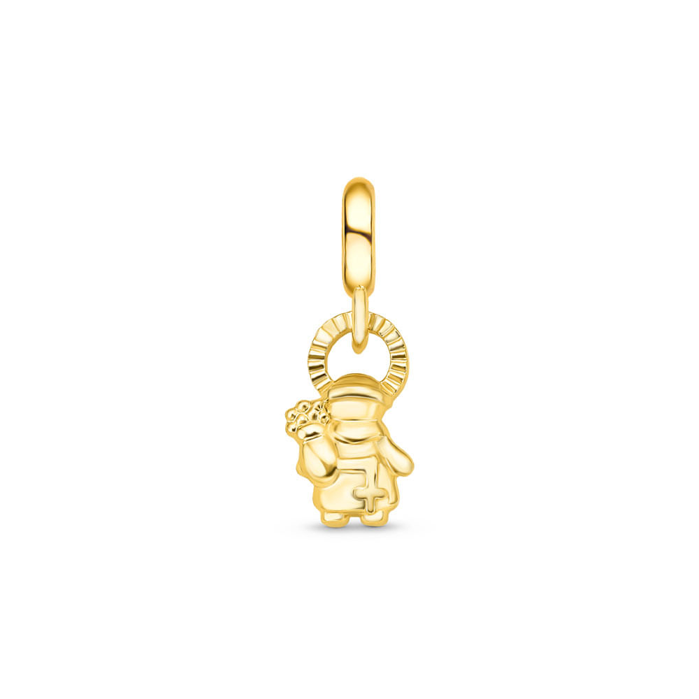 Pingente Life Religioso Santo Antônio em Prata 925 com Banho de Ouro Amarelo 18k