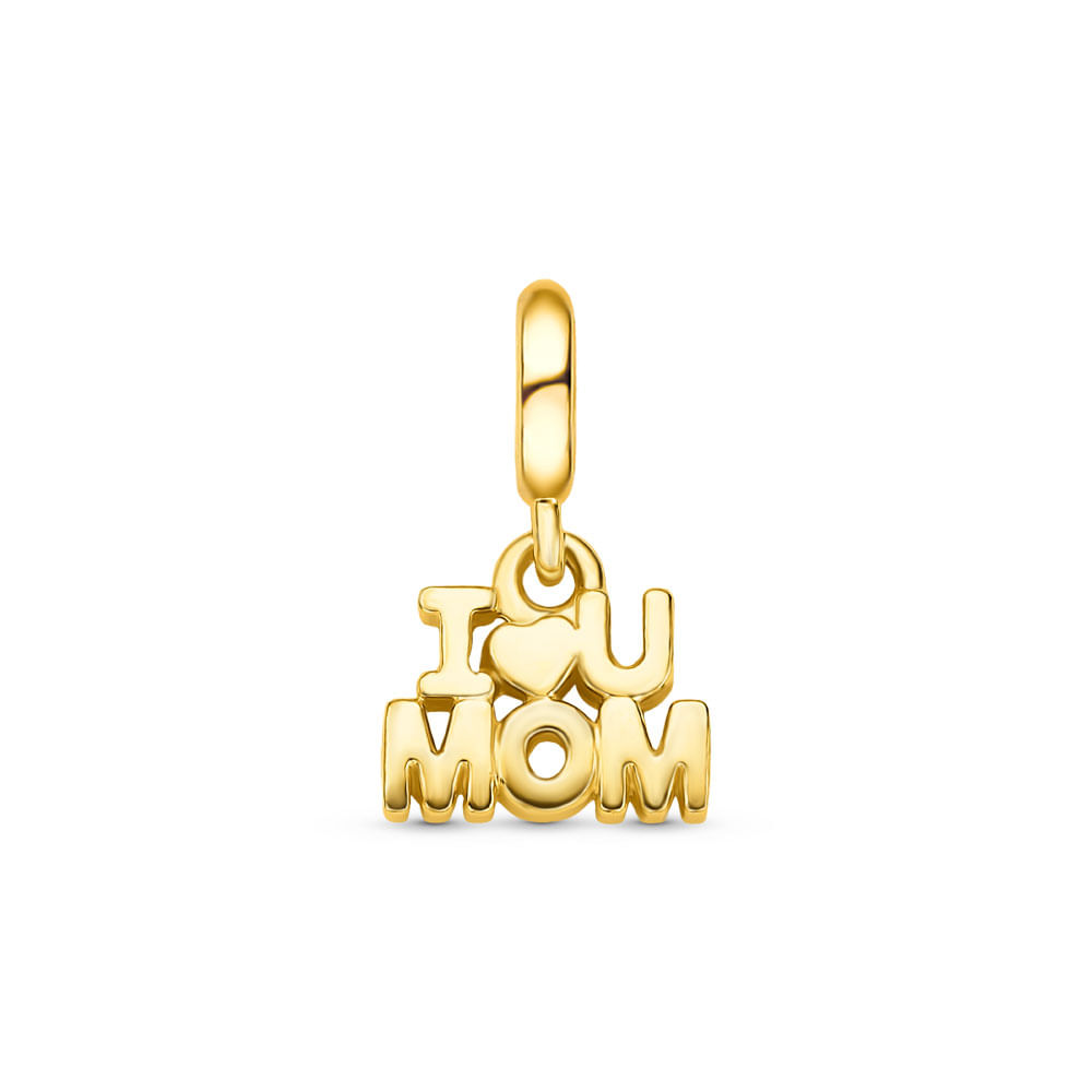 Pingente Life Mama I Love You Mom em Prata 925 com Banho de Ouro Amarelo 18k