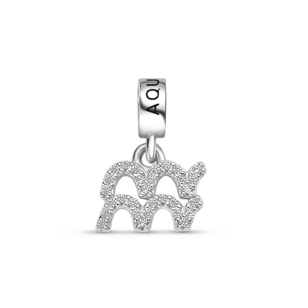 Pingente Life Signo Aquário em Prata 925 com Pedras Incolores