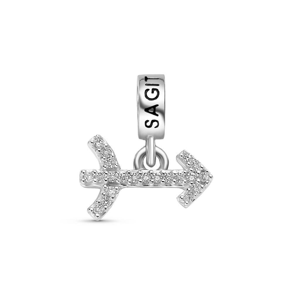 Pingente Life Signo Sagitário em Prata 925 com Pedras Incolores