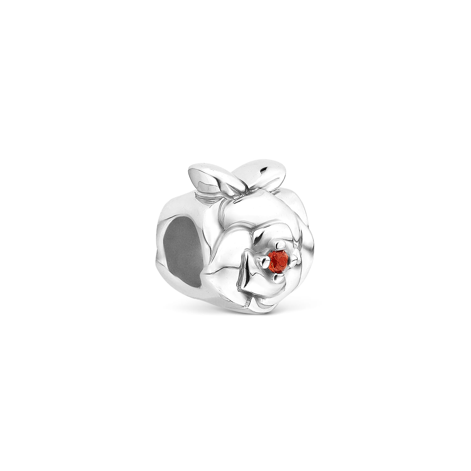 Pingente Life Princesas Rosa Bela em Prata 925 com Pedra Vermelha