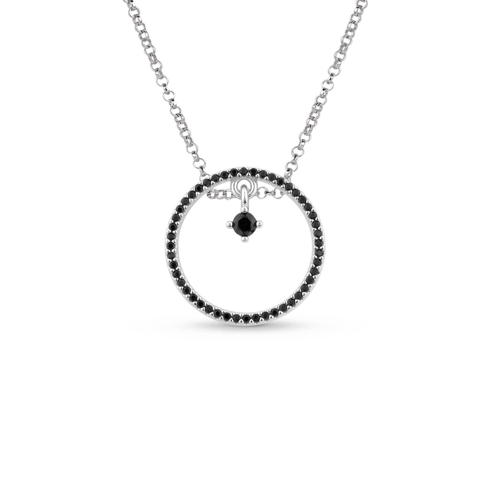 Pingente Life Glam II em Prata 925 com Pedras Pretas