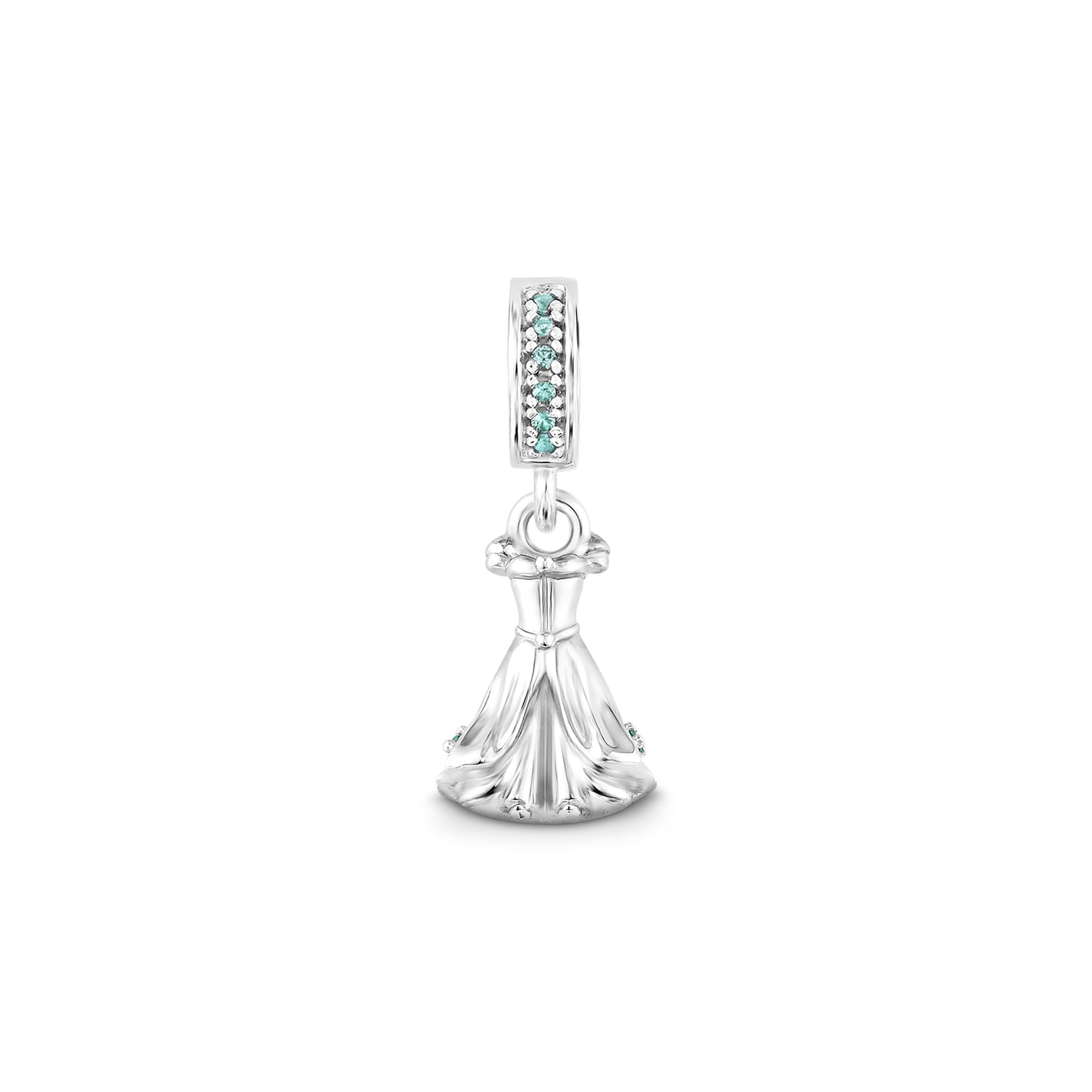 Pingente Life Princesas Vestido Jasmine em Prata 925 com Pedras Azuis