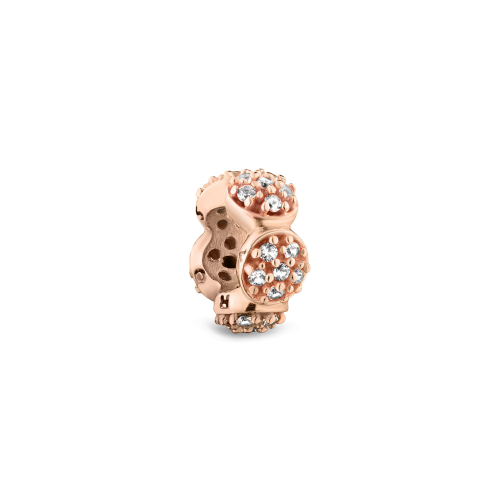 Pingente Life Pink Pavê em Liga Rosé com Banho de Ouro Rosé 18k e Pedras Incolores