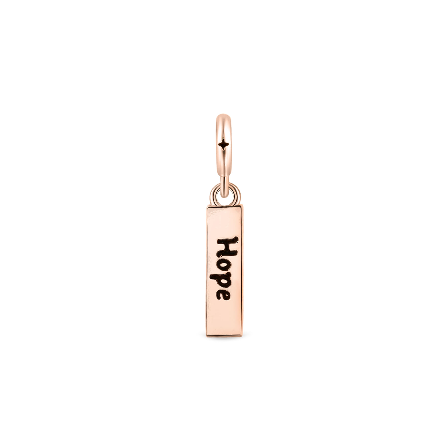 Pingente Life Wishes Placa Hope Believe em Liga Rosé com Banho de Ouro Rosé 18k