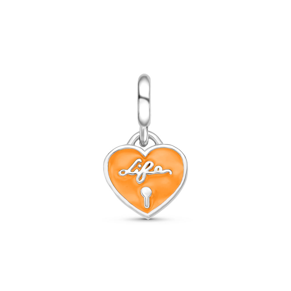 Pingente Life Amor Coração em Prata 925 com Esmalte