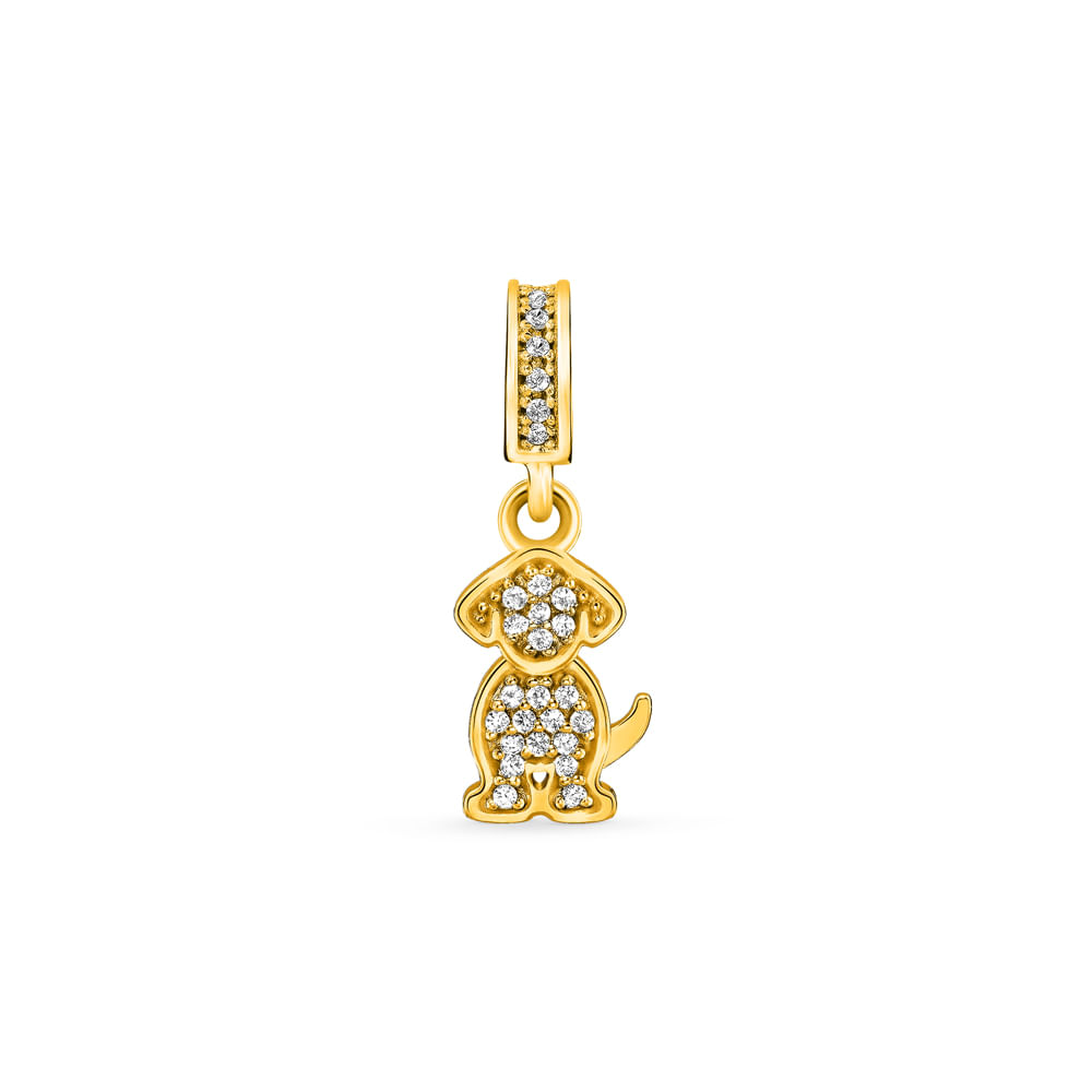 Pingente Life Lili em Prata 925 com Banho de Ouro Amarelo 18k e Pedras Incolores