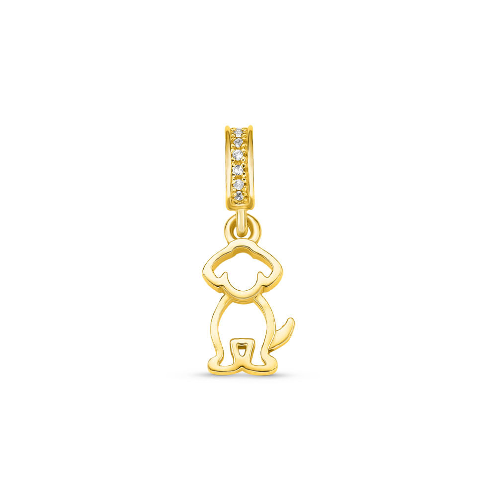 Pingente Life Lili em Prata 925 com Banho de Ouro Amarelo 18k e Pedras Incolores