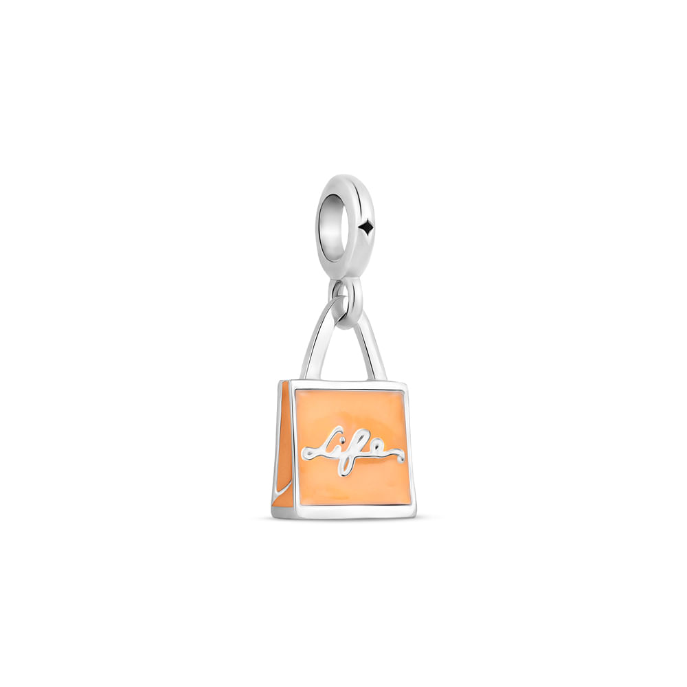 Pingente Life Sacola em Prata 925 com Esmalte