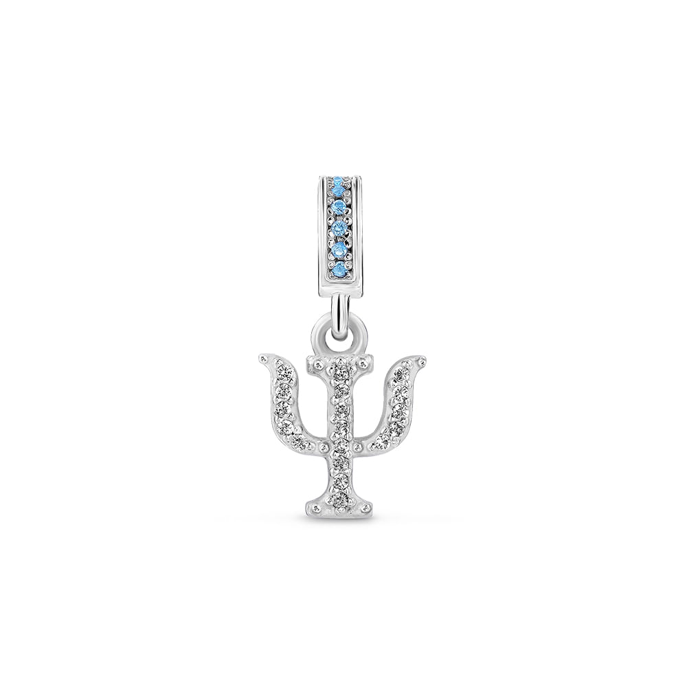 Pingente Life Profissão Psicologia em Prata 925 com Pedras Azuis e Pedras Incolores