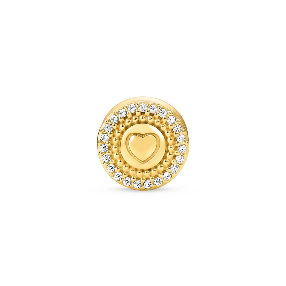 Separador Life Amor em Prata 925 com Banho de Ouro Amarelo 18k e Pedras Incolores