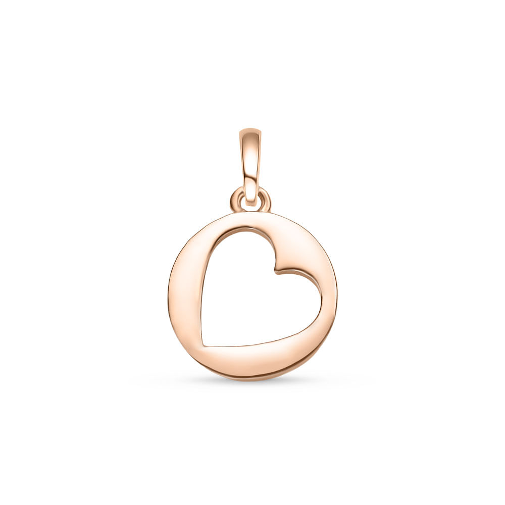 Pingente Life Mini Me Coração em Liga Rosé com Banho de Ouro Rosé 18k