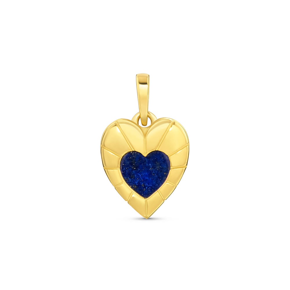 Pingente Life Amor Coração em Prata 925 com Banho de Ouro Amarelo 18k e Lapis Lazuli