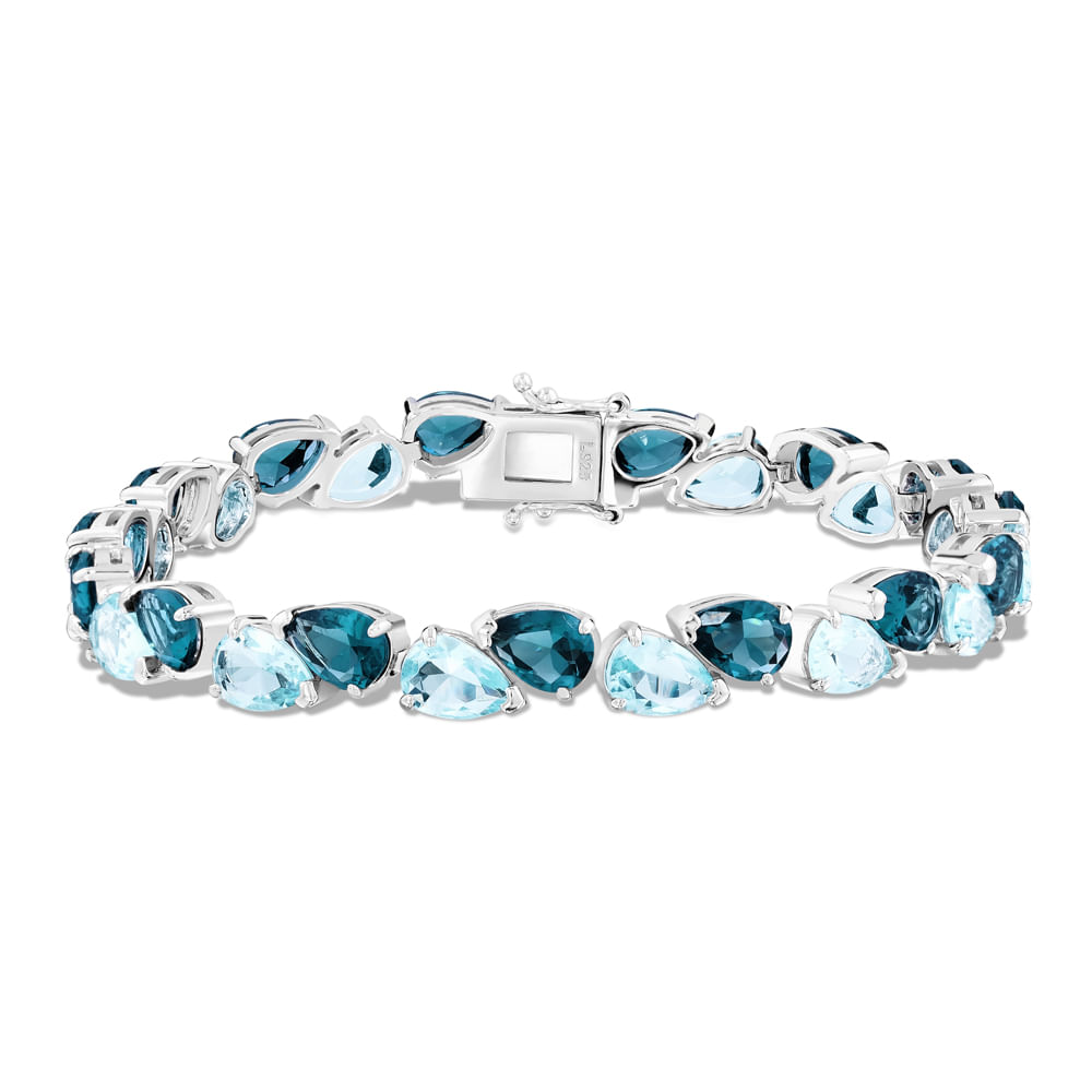 Pulseira Life Azure em Prata 925 com Pedras Azuis