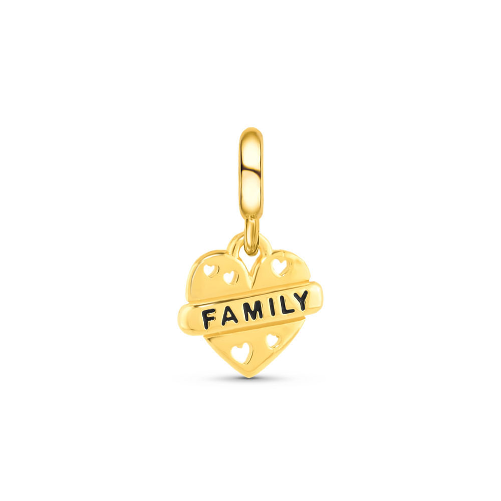 Pingente Life Coração Family em Prata 925 com Banho de Ouro Amarelo 18k com Esmalte