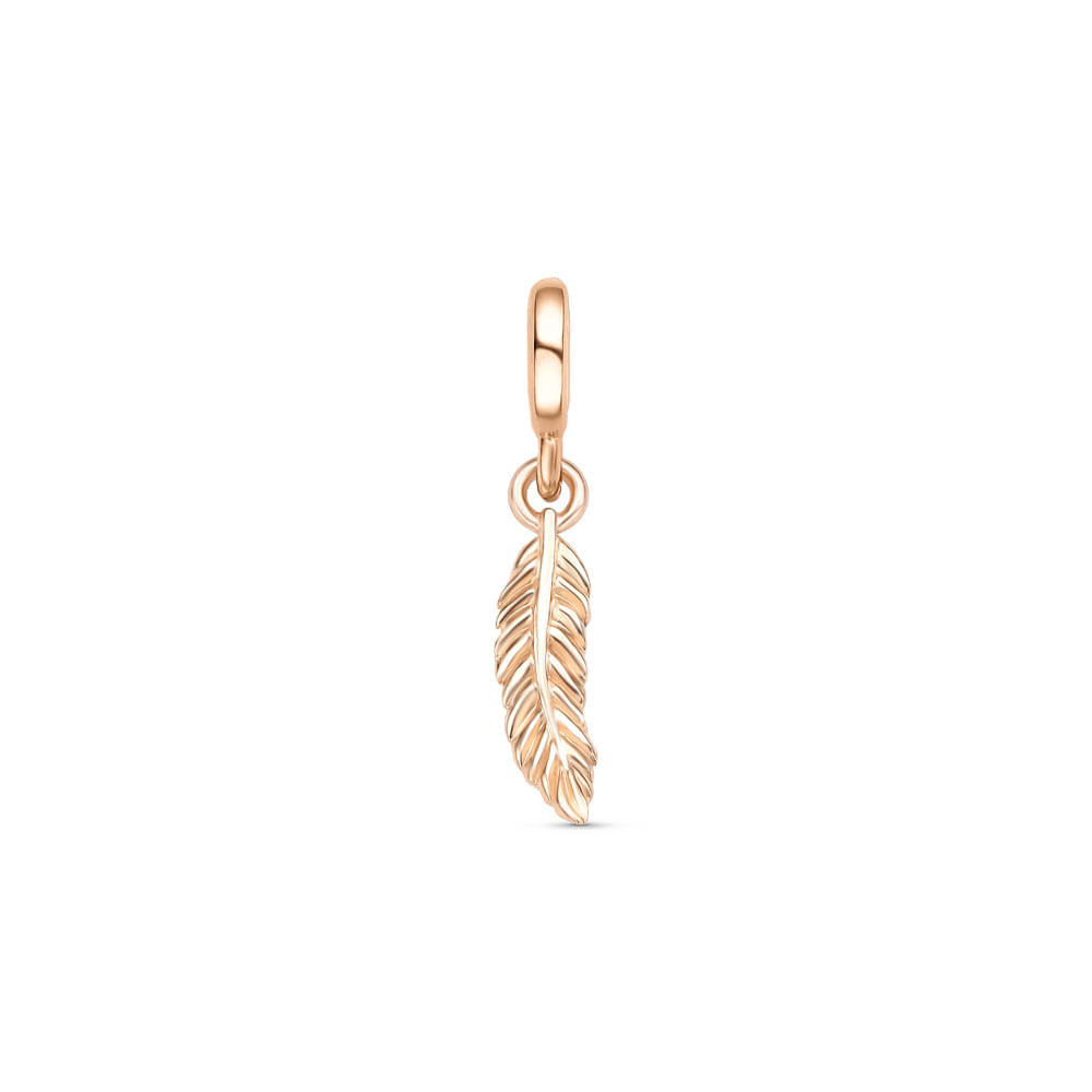 Pingente Life Patuás Pena em Liga Rosé e Banho de Ouro Rosé 18k