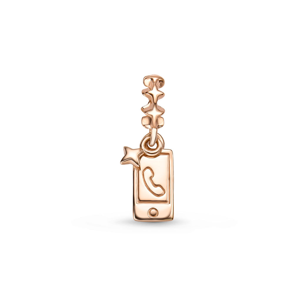 Pingente Life Soul Celular em Liga Rosé com Banho de Ouro Rosé 18k
