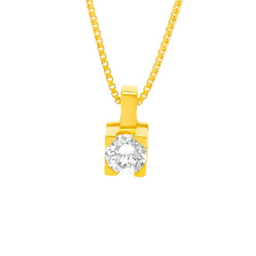 Pingente Solitário Forever em Ouro Amarelo 18k com Diamante 0,12 ct, 6mm