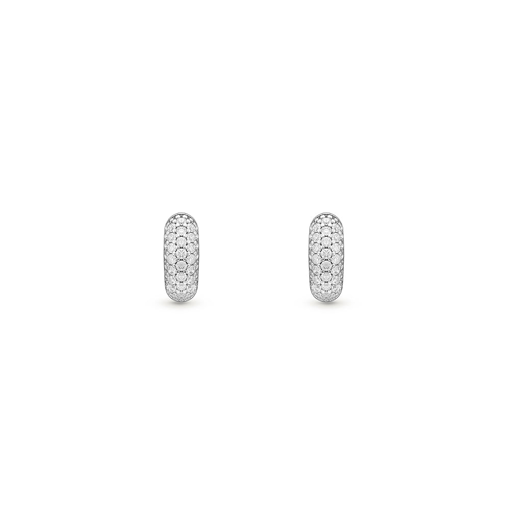 Brinco Argola Lumiere em Ouro Branco 18k com Diamantes, 10mm