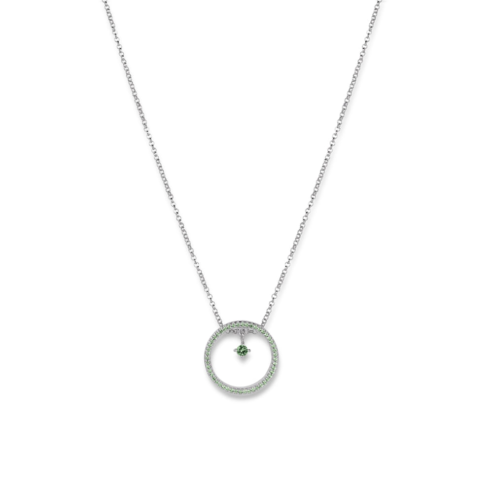 Pingente Life Glam II em Prata 925 com Pedras Verdes