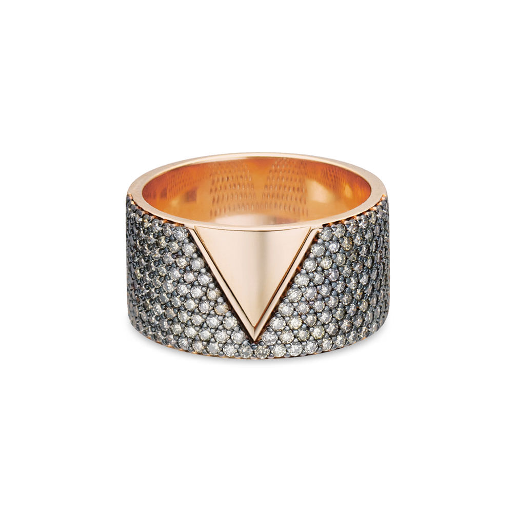 Anel Vivara em Ouro Rosé 18k com Diamantes Brown