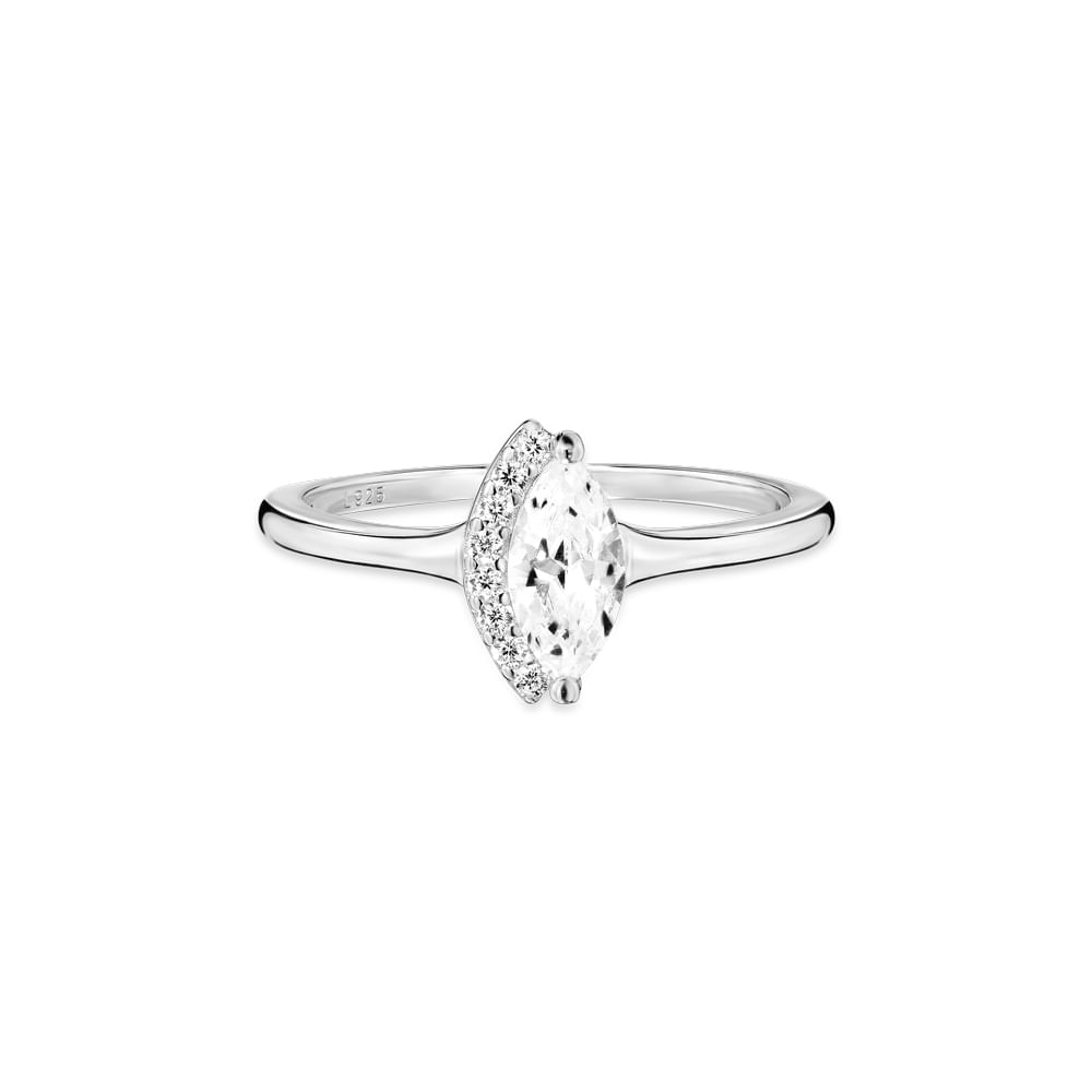 Anel Life Moon em Prata 925 com Pedras Incolores