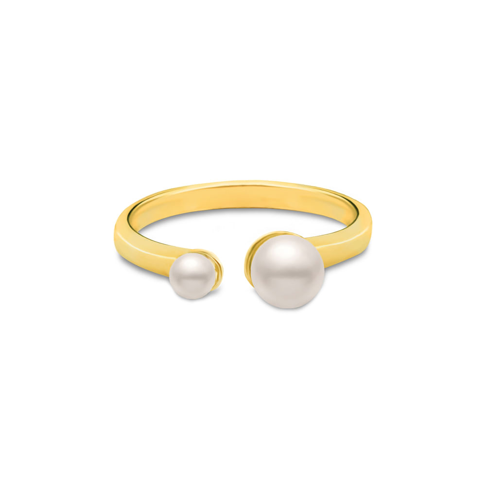 Anel Life Pérola em Prata 925 com Banho de Ouro Amarelo 18k
