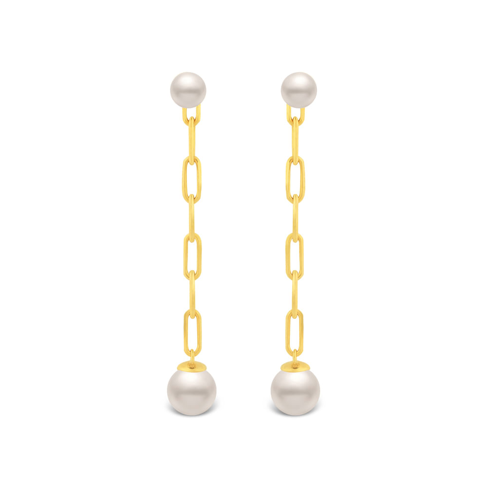 Brinco Life Pérola em Prata 925 com Banho de Ouro Amarelo 18k