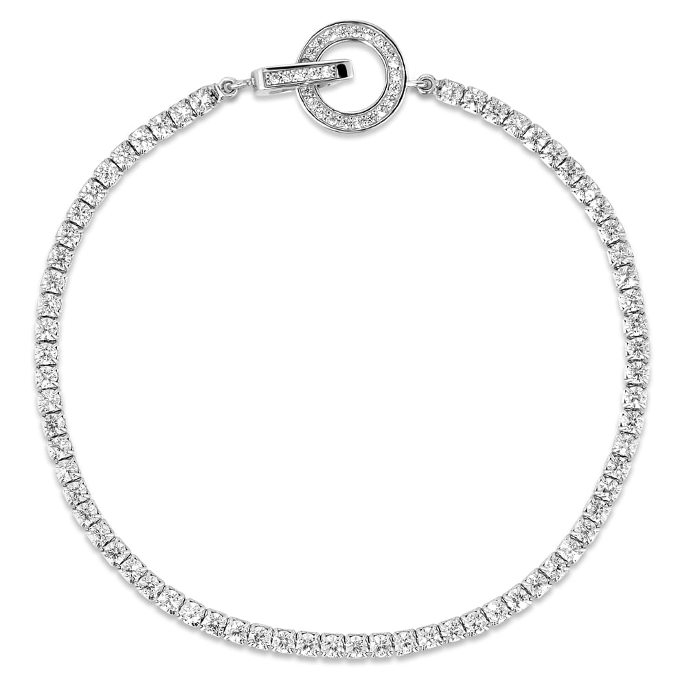 Pulseira Life Riviera Redondo em Prata 925 com Pedras Incolores