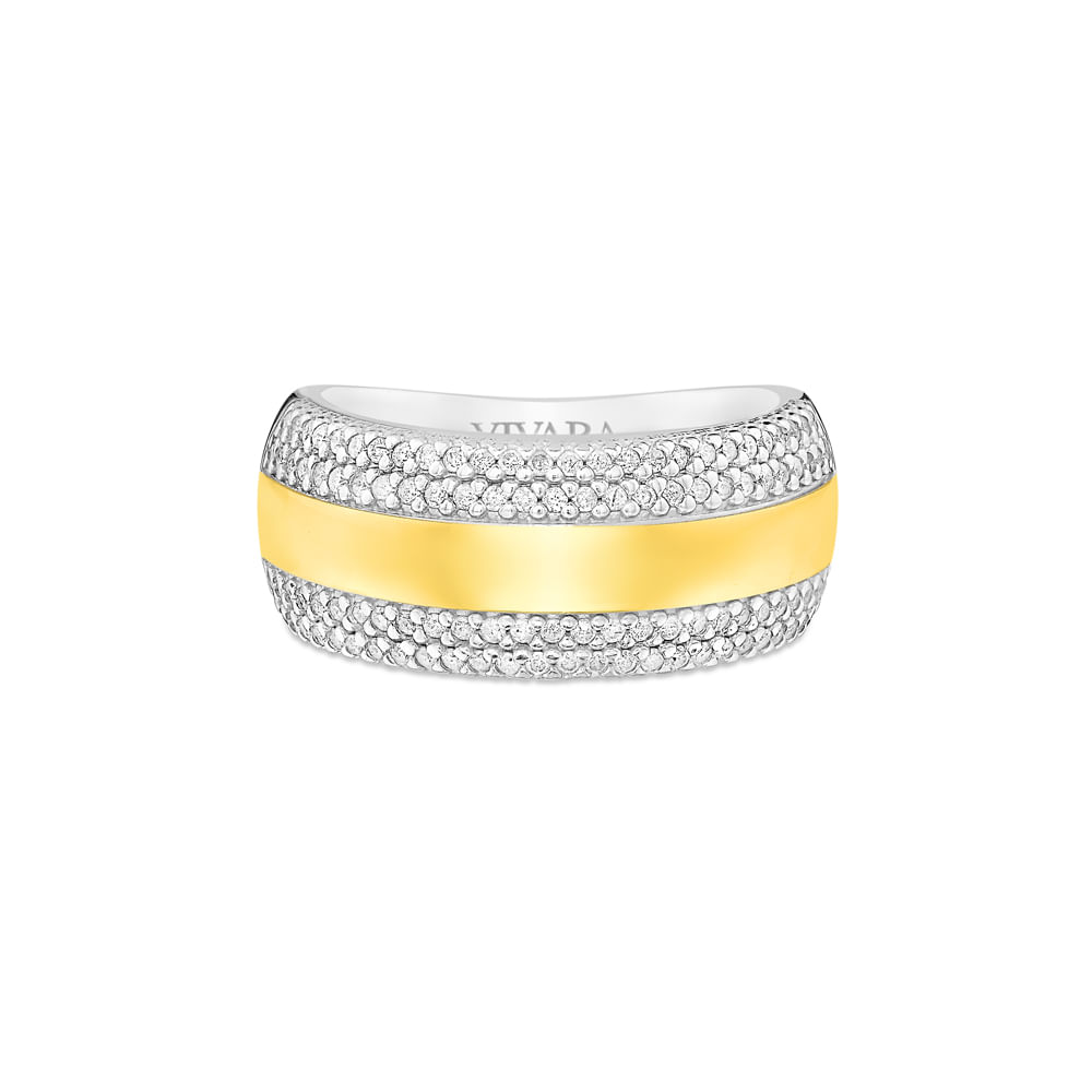Anel Tulum em Prata 925 com Ouro Amarelo 18k e Diamantes