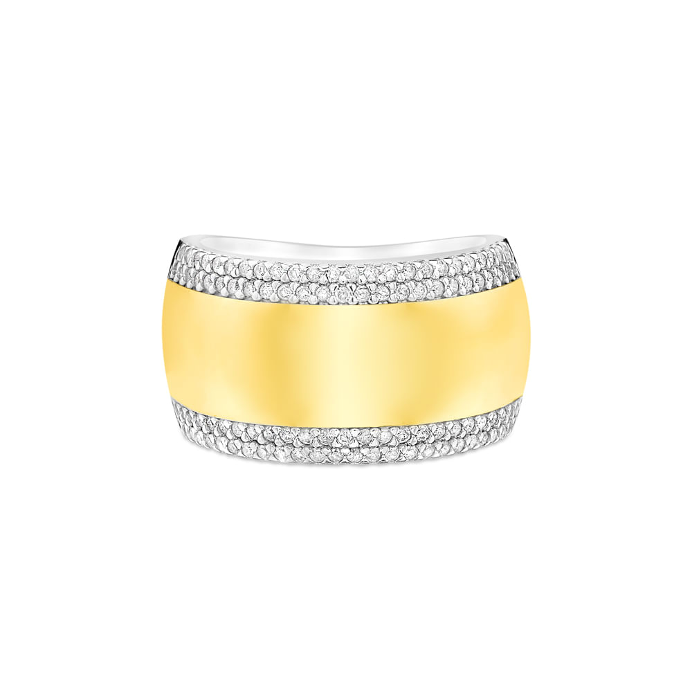 Anel Tulum em Prata 925 e Ouro Amarelo 18k com Diamantes