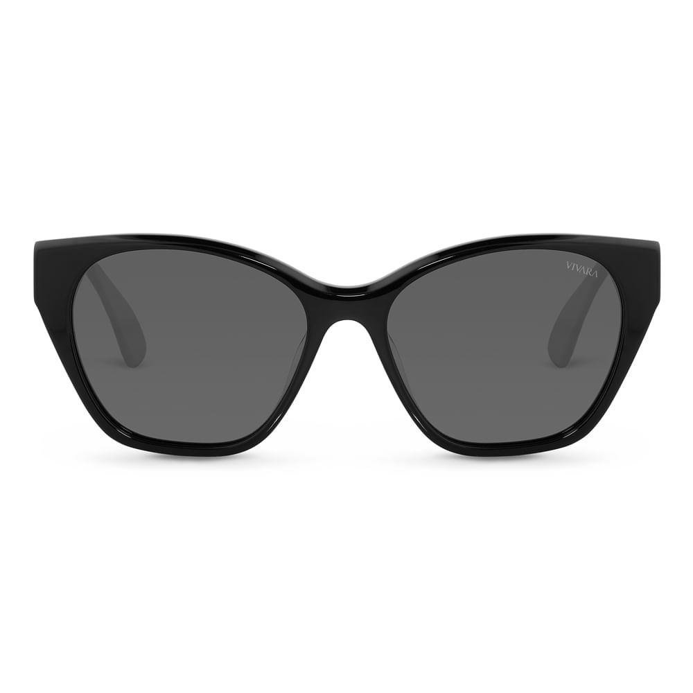 Óculos de Sol Gatinho Vivara em Acetato Preto e Branco