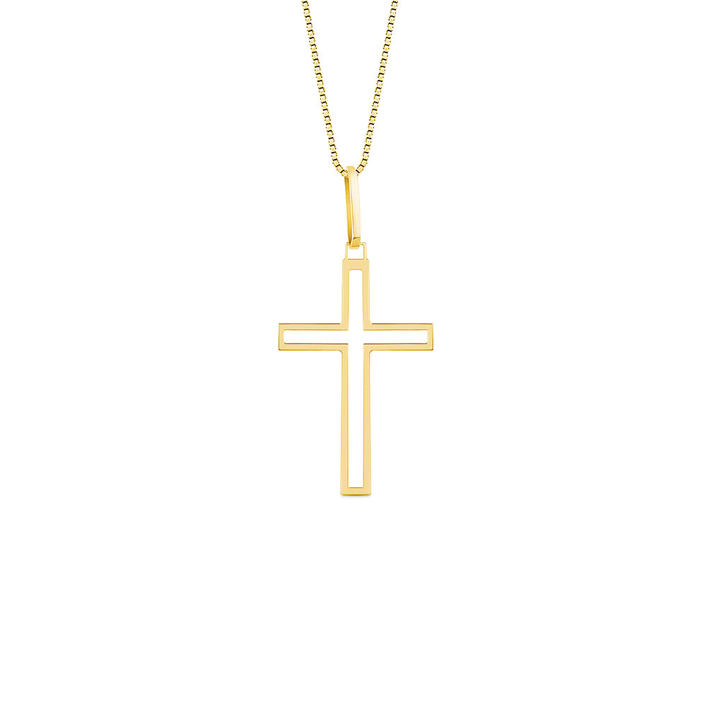 Pingente Medalha Cruz em Ouro Amarelo 18k, 21mm