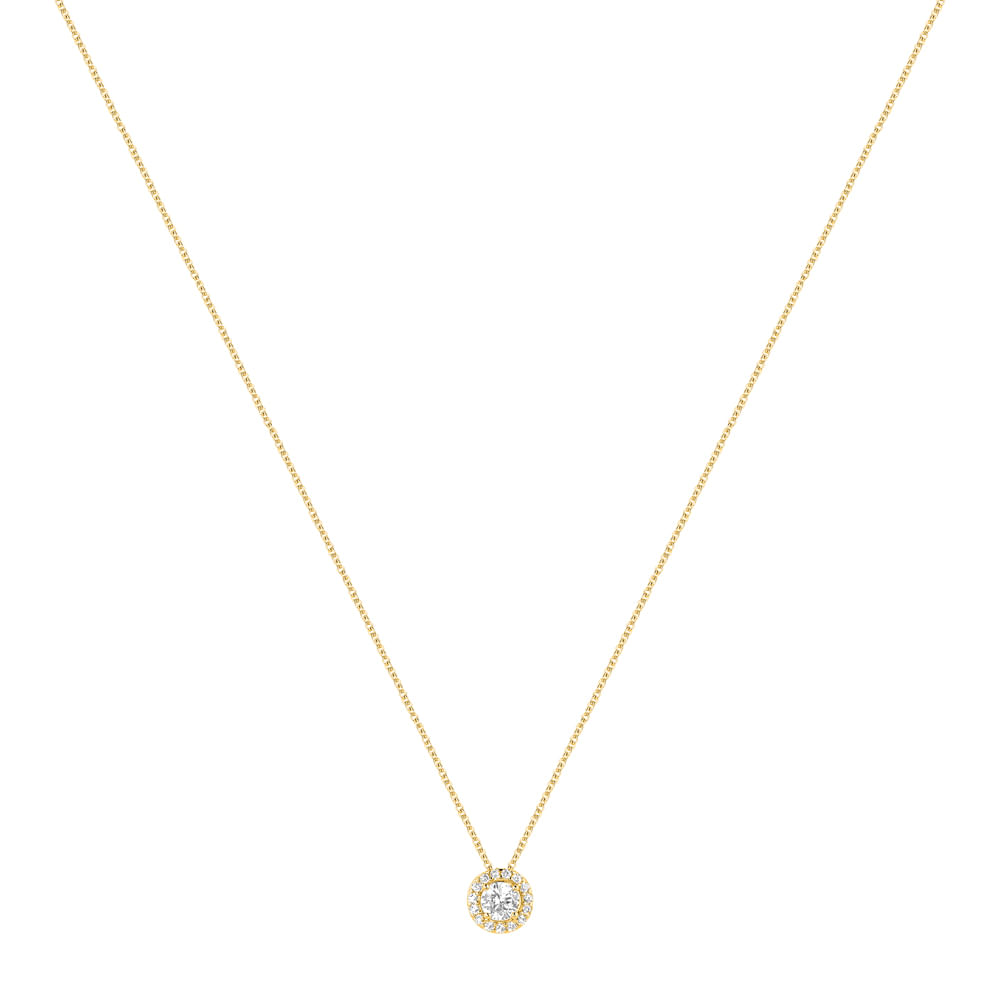 Colar Life Forms Redondo em Prata 925 com Banho de Ouro Amarelo 18k e Pedras Incolores