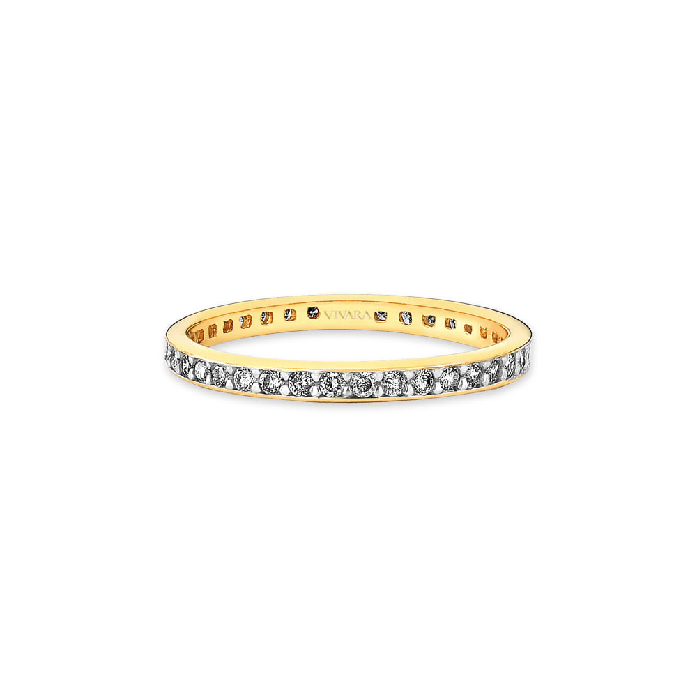 Meia Aliança Jazz em Ouro Amarelo 18k com Diamantes