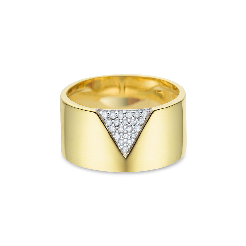 Anel Ouro Amarelo Ouro Branco e Diamantes