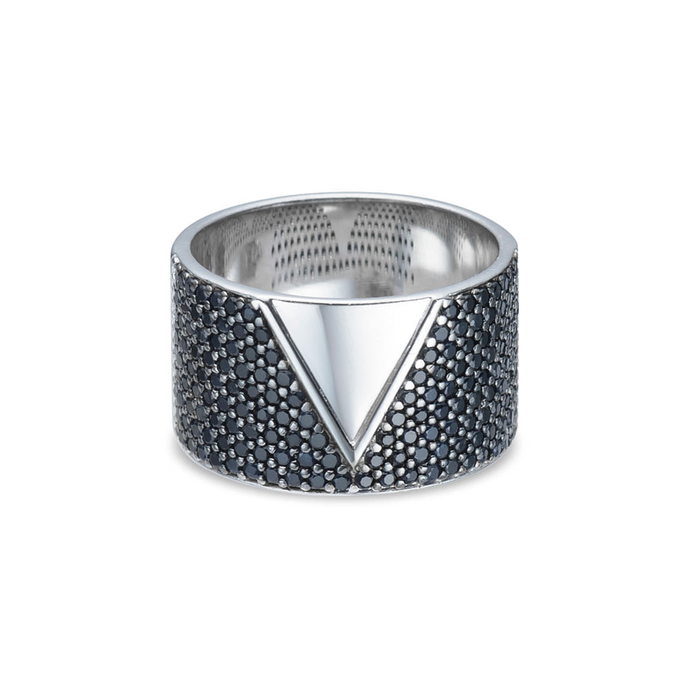 Anel Vivara em Prata 925 com Safiras Negras