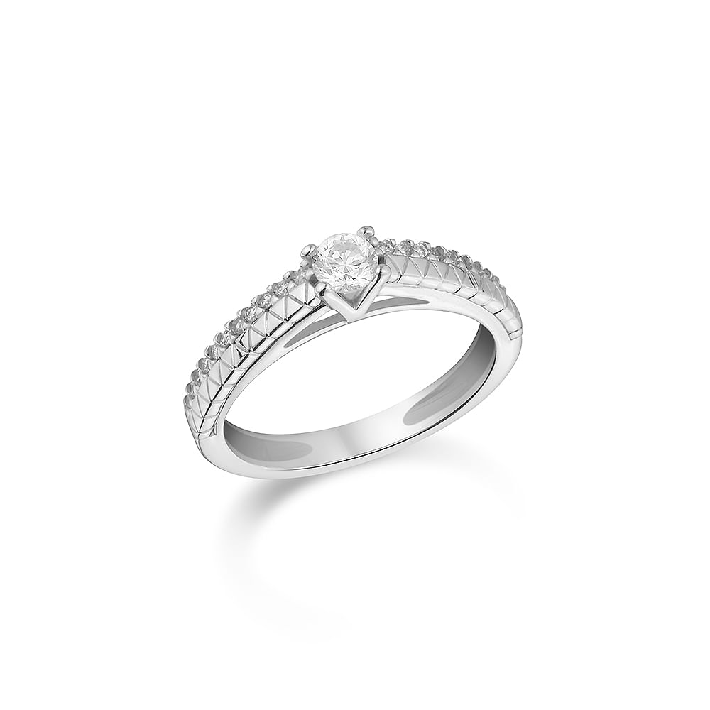 Anel Solitário Icona em Ouro Branco 18k com Diamantes 0,26 ct