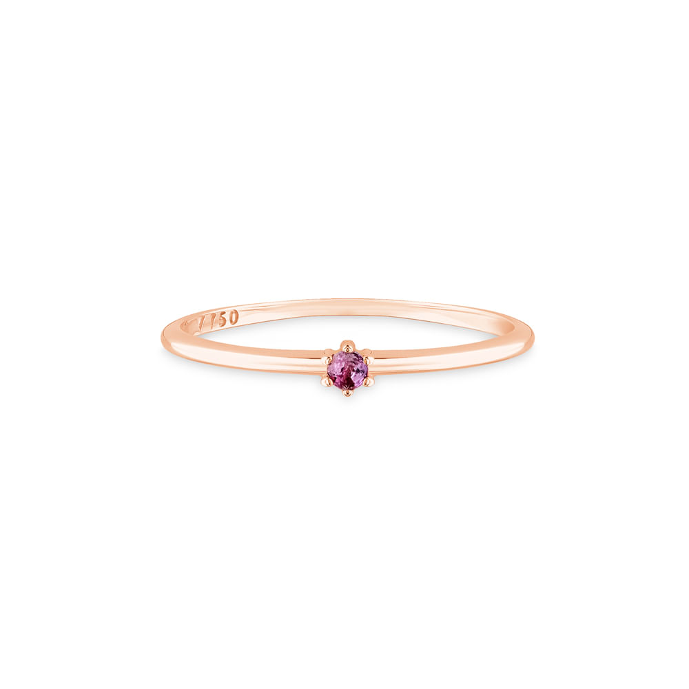 Anel Solitário Colors em Ouro Rosé 18k com Topázio Vermelho