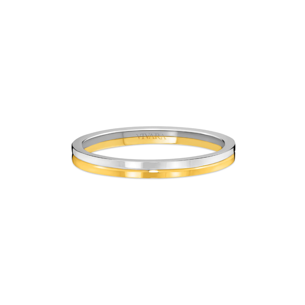Aliança Dual em Ouro Amarelo 18k e Ouro Branco 18k, 2mm